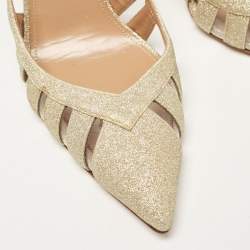Pre Owned Aquazzura Gold Glitter and PVC Pointed Toe Pumps Size 41