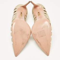 Pre Owned Aquazzura Gold Glitter and PVC Pointed Toe Pumps Size 41