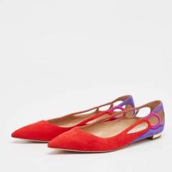 Pre Owned Aquazzura Multicolor Suede Forever Marilyn Ballet Flats Size 39.5
