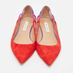 Pre Owned Aquazzura Multicolor Suede Forever Marilyn Ballet Flats Size 39.5