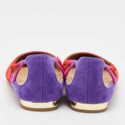Pre Owned Aquazzura Multicolor Suede Forever Marilyn Ballet Flats Size 39.5