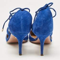 Pre Owned Aquazzura Blue Suede Matilde Ankle Wrap Pumps Size 40