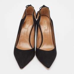 Pre Owned Aquazzura Black Suede Forever Marilyn Tassel Pumps Size 41