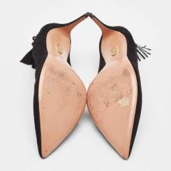 Pre Owned Aquazzura Black Suede Forever Marilyn Tassel Pumps Size 41