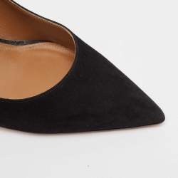 Pre Owned Aquazzura Black Suede Forever Marilyn Tassel Pumps Size 41