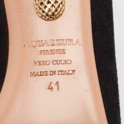 Pre Owned Aquazzura Black Suede Forever Marilyn Tassel Pumps Size 41