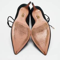 Aquazzura Black Suede Pointed Toe Ankle Wrap Pumps Size 42