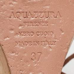 Pre Owned Aquazzura Brown Leather Gin Wedge Sandals Size 37