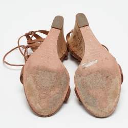 Pre Owned Aquazzura Brown Leather Gin Wedge Sandals Size 37