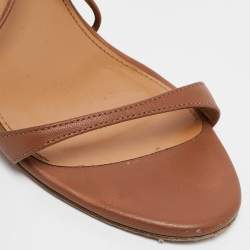 Pre Owned Aquazzura Brown Leather Gin Wedge Sandals Size 37