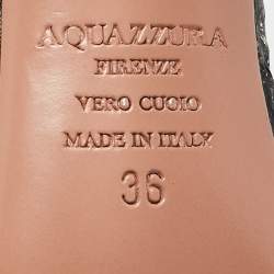 Pre Owned Aquazzura Grey/Brown Python Embossed Leather Spin Me Around Sandals Size 36