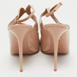 Pre Owned Aquazzura Beige Patent Leather Talana Ankle Strap Pumps Size 40.5