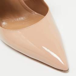 Pre Owned Aquazzura Beige Patent Leather Talana Ankle Strap Pumps Size 40.5