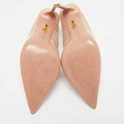 Pre Owned Aquazzura Beige Patent Leather Talana Ankle Strap Pumps Size 40.5