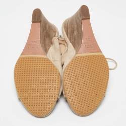 Aquazzura Beige Suede Wedge Sandals Size 38.5