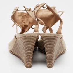 Aquazzura Beige Suede Wedge Sandals Size 38.5