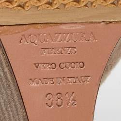 Aquazzura Beige Suede Wedge Sandals Size 38.5