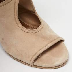 Aquazzura Beige Suede Wedge Sandals Size 38.5