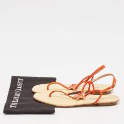 Aquazzura Orange Suede Star Embellished Slingback Sandals Size 39