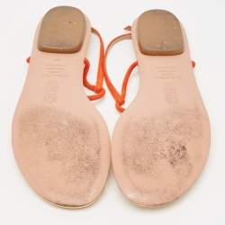 Aquazzura Orange Suede Star Embellished Slingback Sandals Size 39