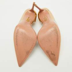 Pre Owned Aquazzura Gold Leather and PVC Pointed Toe D'orsay Pumps Size 38