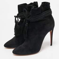 Aquazzura Black Suede Ankle Length Boots Size 41
