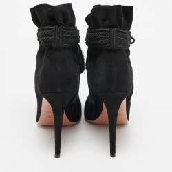 Aquazzura Black Suede Ankle Length Boots Size 41