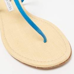 Aquazzura Blue Suede Seastar Thong Sandals Size 39
