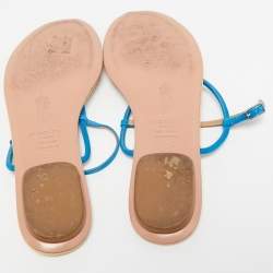 Aquazzura Blue Suede Seastar Thong Sandals Size 39