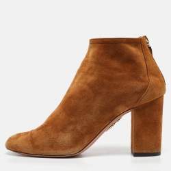 Aquazzura Brown Suede Brooklyn Ankle Length Boots Size 36.5