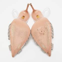 Pre Owned Aquazzura Transparent PVC Crystal Embellished Gatsby Pumps Size 38