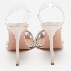 Pre Owned Aquazzura Transparent PVC Crystal Embellished Gatsby Pumps Size 38