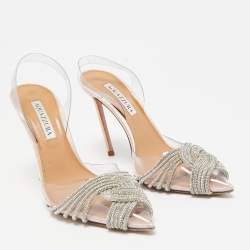 Pre Owned Aquazzura Transparent PVC Crystal Embellished Gatsby Pumps Size 38
