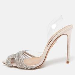 Pre Owned Aquazzura Transparent PVC Crystal Embellished Gatsby Pumps Size 38