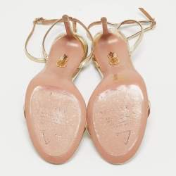 Pre Owned Aquazzura Gold Leather Olie Sandals Size 37