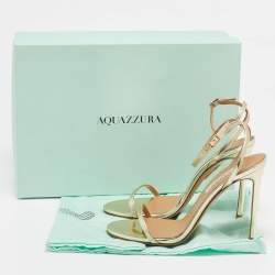 Pre Owned Aquazzura Gold Leather Olie Sandals Size 37