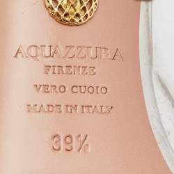 Pre Owned Aquazzura Silver PVC And Leather Temptation Crystal Sandals Size 39.5