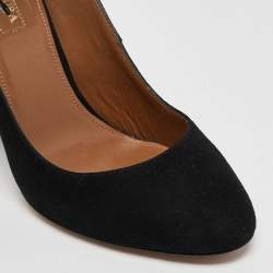 Aquazzura Black Suede Alix Mary Jane Pumps Size 38