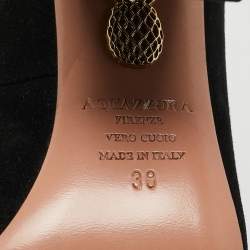 Aquazzura Black Suede Alix Mary Jane Pumps Size 38