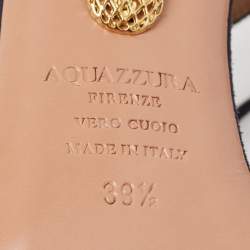 Pre Owned Aquazzura Blue Suede Wild Thing Fringe Ankle Strap Sandals Size 39.5