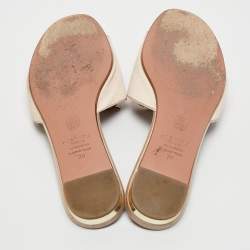 Aquazzura Pink Satin Crystal Embellished Flat Slides Size 38