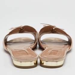 Aquazzura Pink Satin Crystal Embellished Flat Slides Size 38
