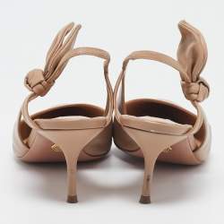 Aquazzura Beige Leather Deneuve Bow Tie Pumps Size 37