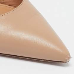Aquazzura Beige Leather Deneuve Bow Tie Pumps Size 37