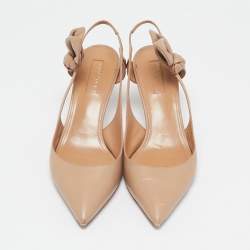 Aquazzura Beige Leather Deneuve Bow Tie Pumps Size 37