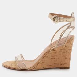 Pre Owned Aquazzura Transparent Leather and PVC Minimalist Wedge Sandals Size 38