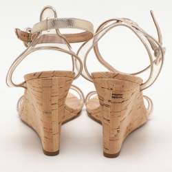 Pre Owned Aquazzura Transparent Leather and PVC Minimalist Wedge Sandals Size 38