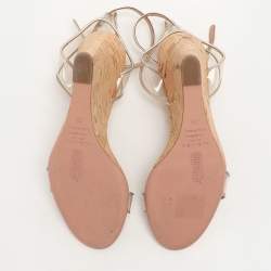 Pre Owned Aquazzura Transparent Leather and PVC Minimalist Wedge Sandals Size 38