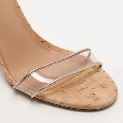 Pre Owned Aquazzura Transparent Leather and PVC Minimalist Wedge Sandals Size 38