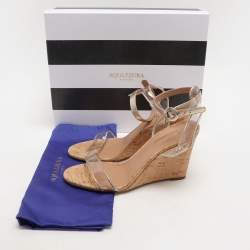 Pre Owned Aquazzura Transparent Leather and PVC Minimalist Wedge Sandals Size 38